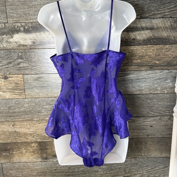 Vintage Victoria's Secret Gold Label Body Suit Women’s Small Purple Floral Sheer - Picture 4 of 8